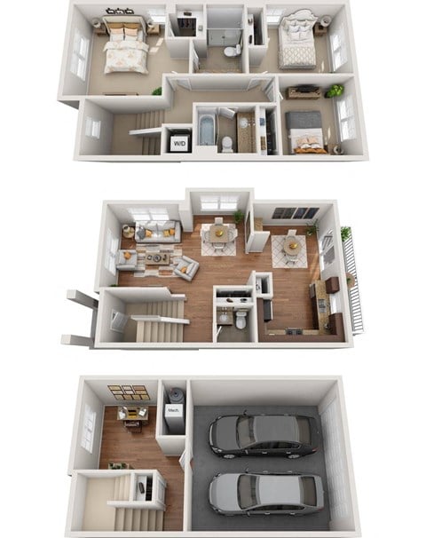 Floor plan for 3 beds, 2.5 baths, 1800 sqft